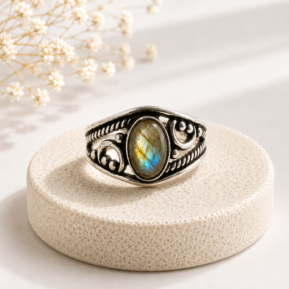 NEW Oval Patterned Marquise Silver Plated Rings