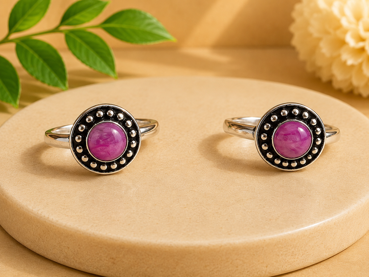 NEW Dotted Round Crystal Silver Plated Rings