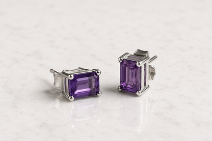 Silver Rectangle Crystal Stud