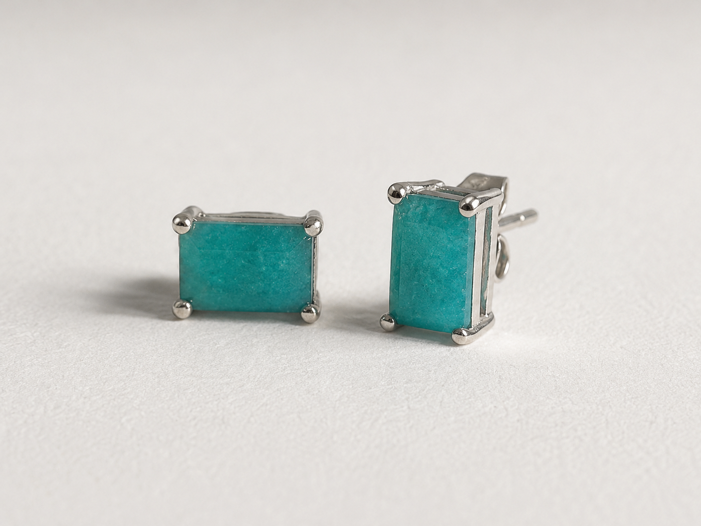 Silver Rectangle Crystal Stud