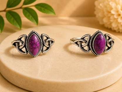 NEW Marquise and Triquetra Crystal Silver Plated Rings