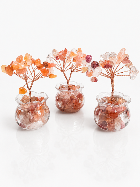 Red Fire Quartz Mini Crystal Gem Tree