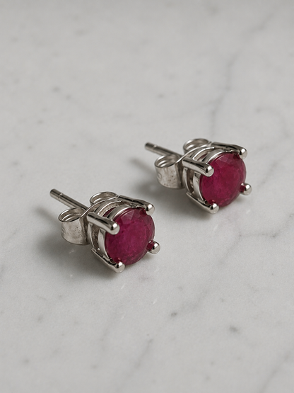 Silver Round Crystal Stud 4mm