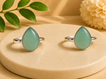 NEW Large Teardrop Crystal Silver Plated Rings