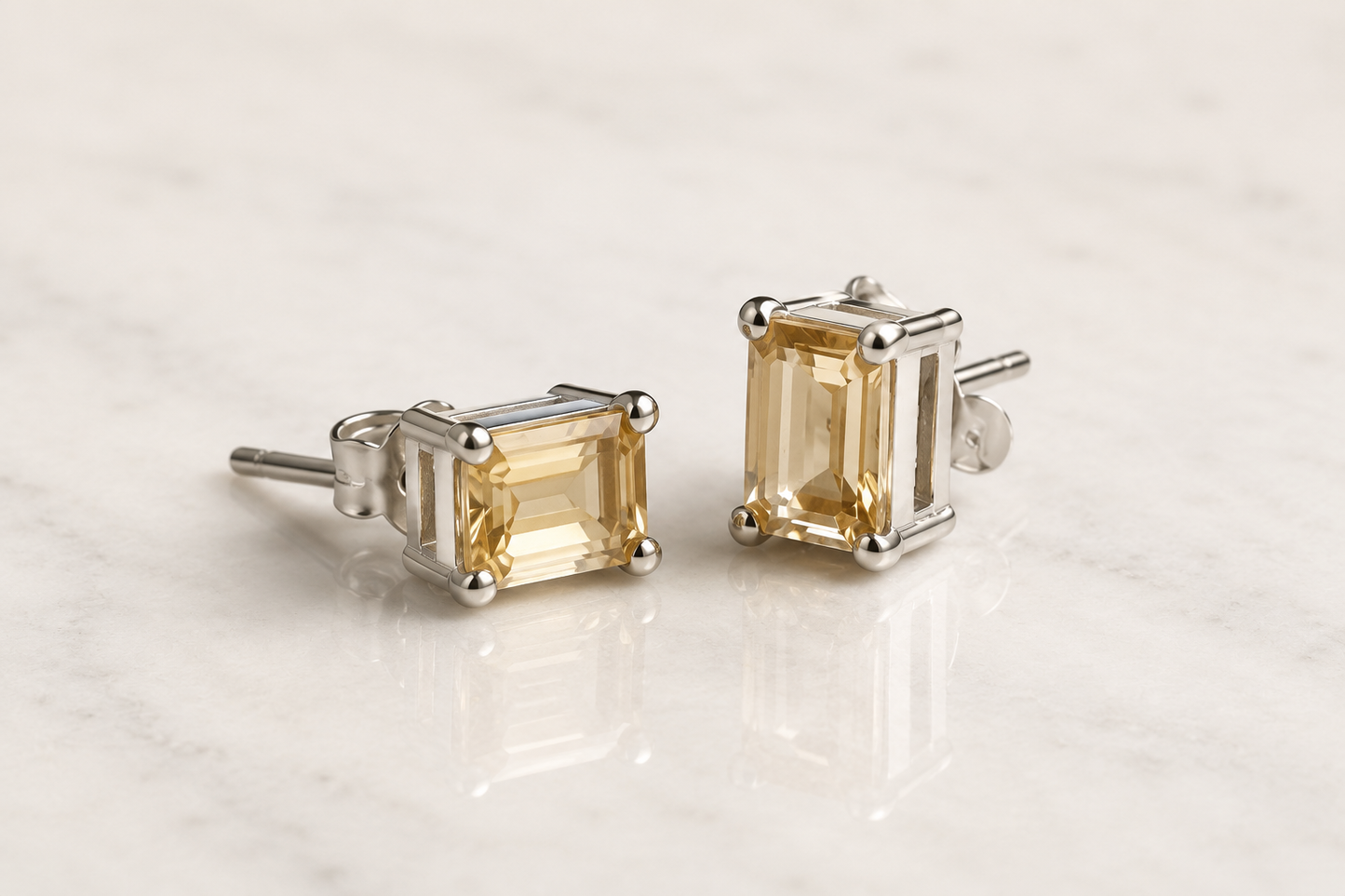 Silver Rectangle Crystal Stud