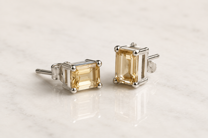 Silver Rectangle Crystal Stud