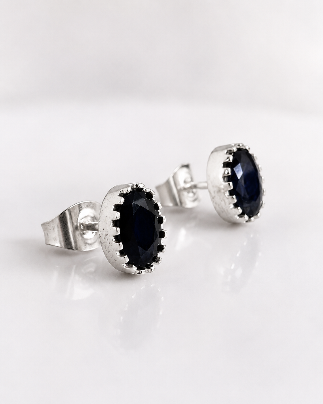 Silver Oval Crystal Stud