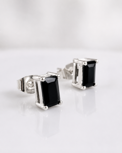 Silver Rectangle Crystal Stud