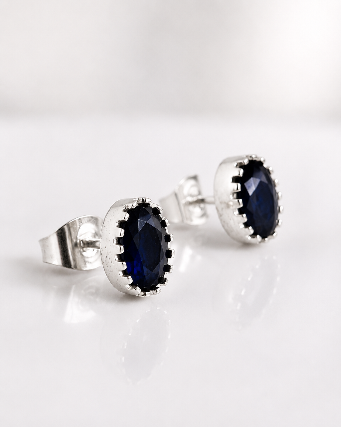 Silver Oval Crystal Stud