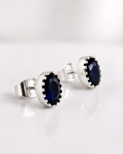 Silver Oval Crystal Stud