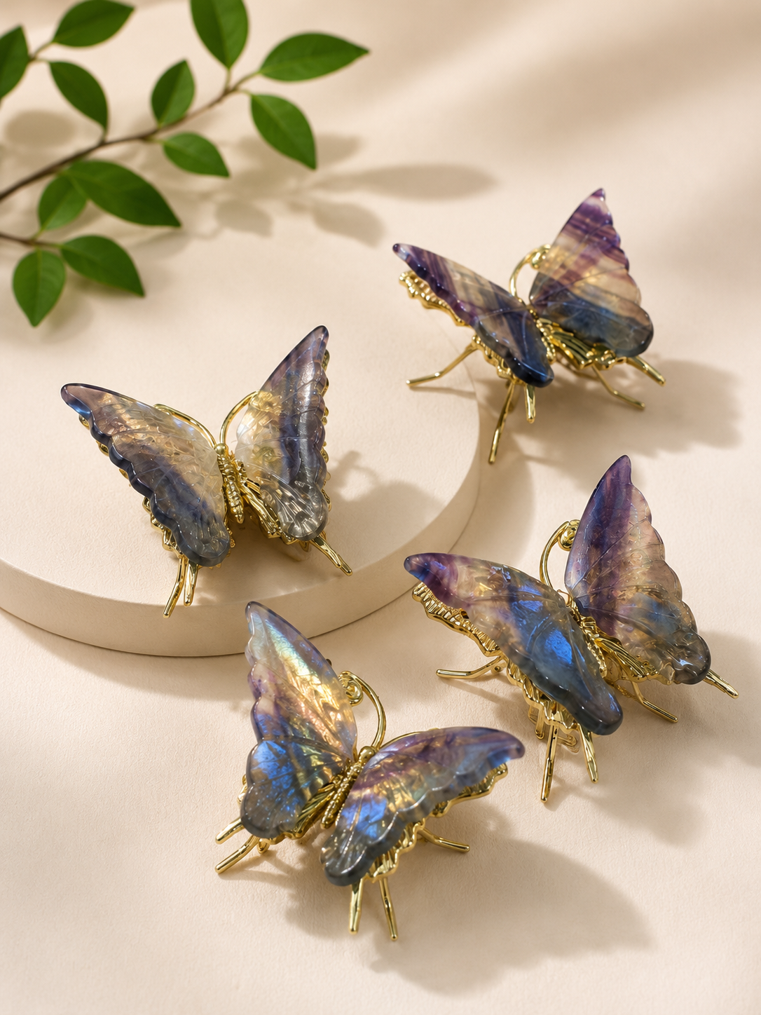 Rainbow Fluorite Crystal Butterfly