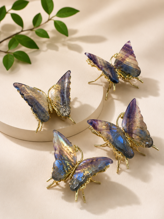 Rainbow Fluorite Crystal Butterfly