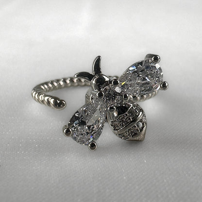 Adjustable Silver Bee Spinner Ring