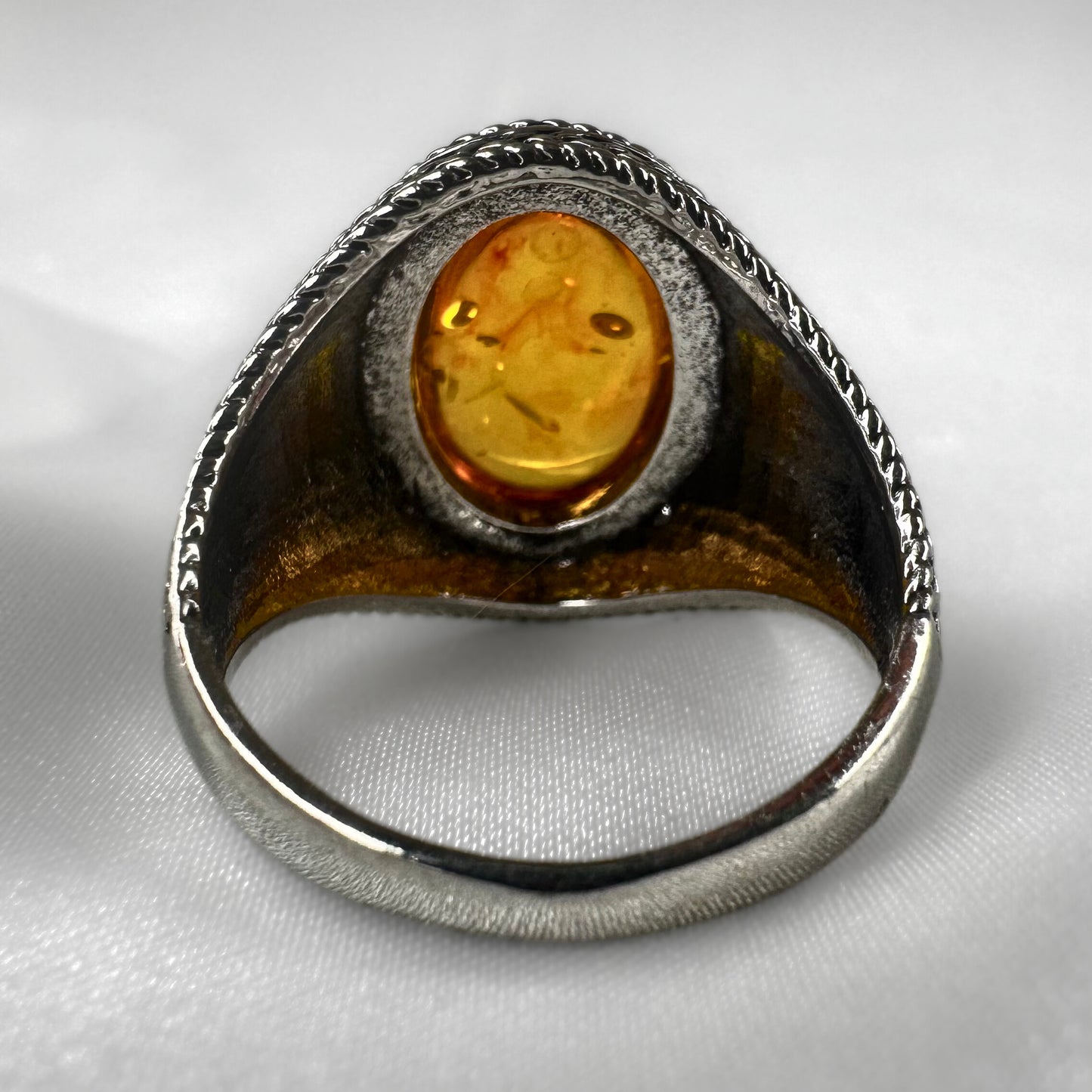 Celtic Resin Amber Signet ring