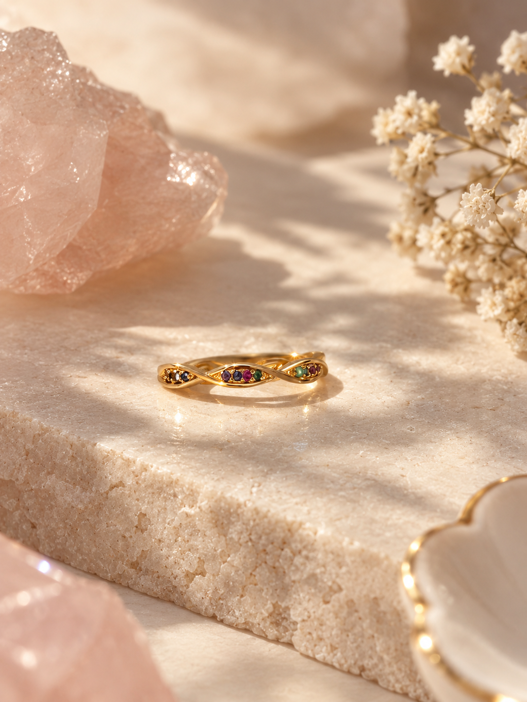 Gold plated Diamante stud ring