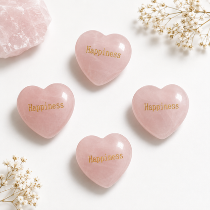 20mm Rose Quartz Engraved Crystal Hearts
