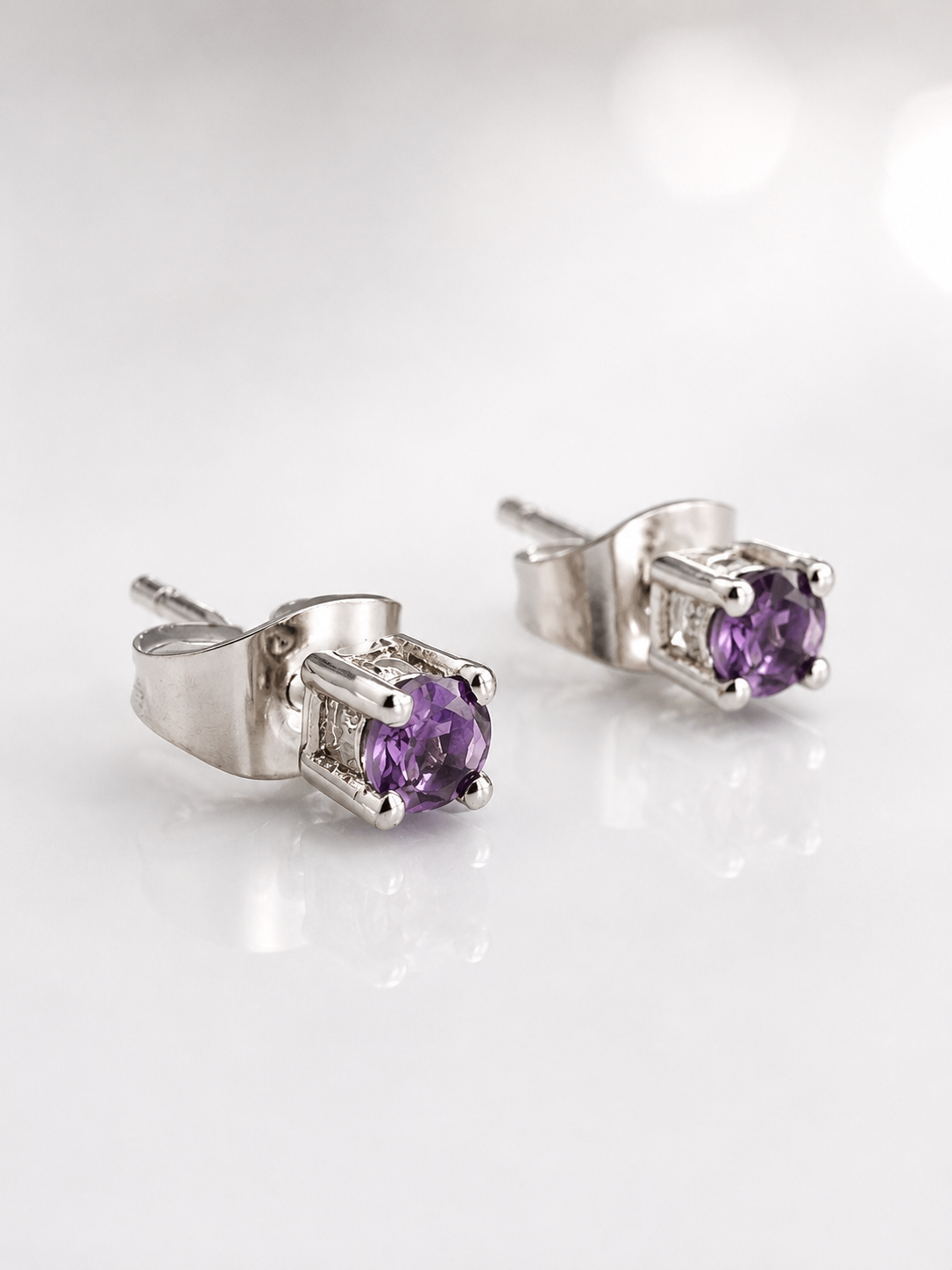 Silver Round Crystal Stud 3mm