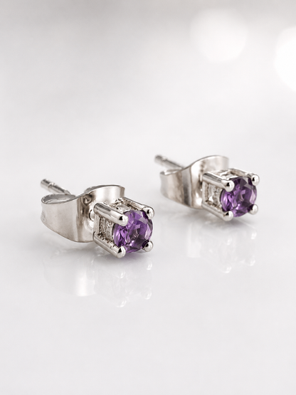 Silver Round Crystal Stud 3mm