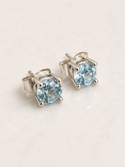 Silver Round Crystal Stud 4mm