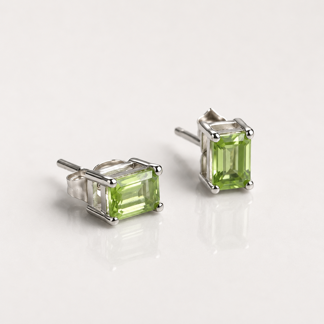 Silver Rectangle Crystal Stud