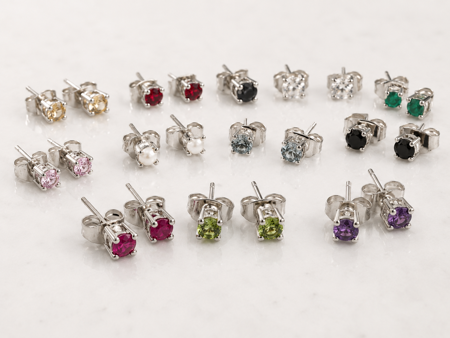Silver Round Crystal Stud 3mm