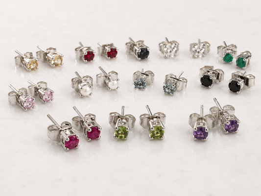 Silver Round Crystal Stud 3mm