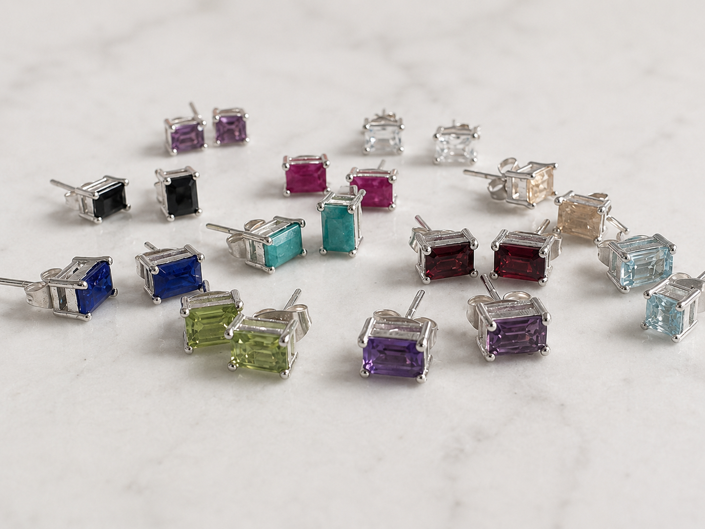 Silver Rectangle Crystal Stud