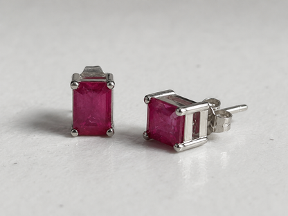 Silver Rectangle Crystal Stud