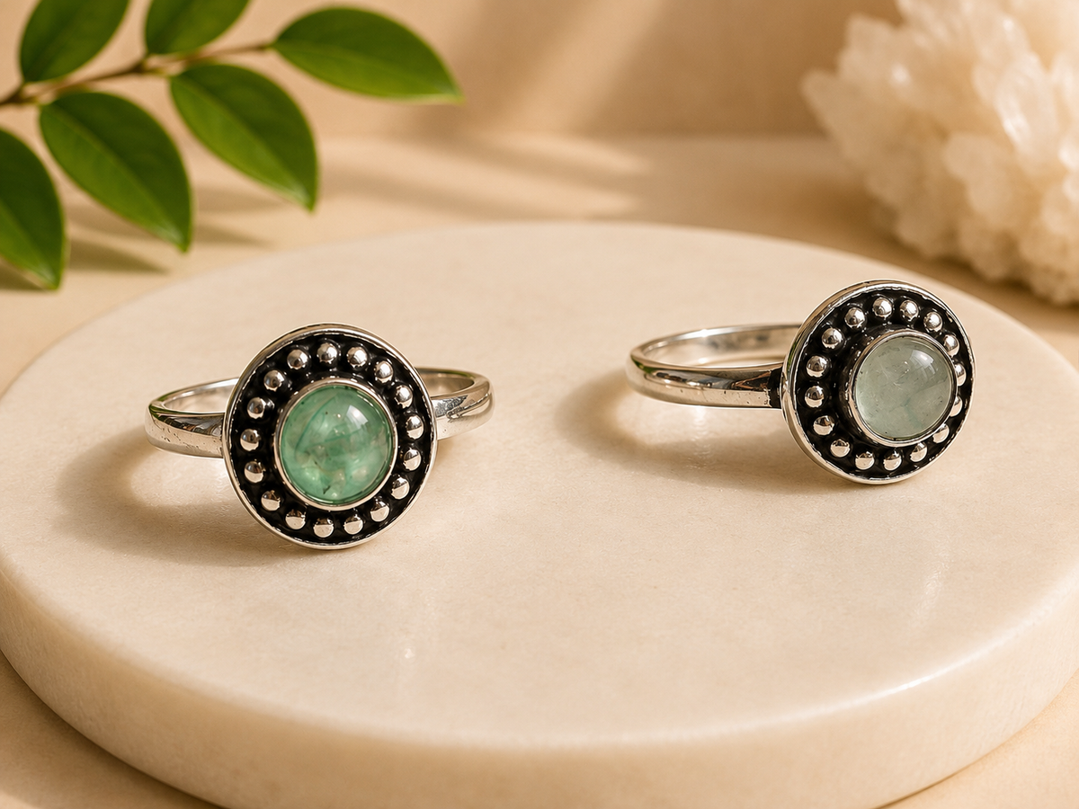 NEW Dotted Round Crystal Silver Plated Rings