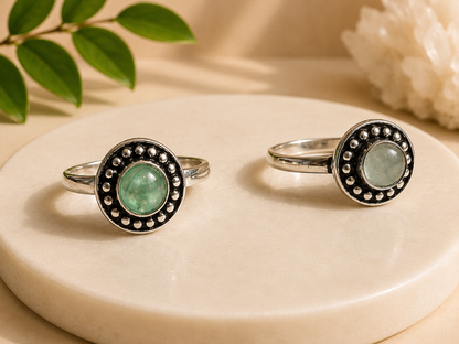 NEW Dotted Round Crystal Silver Plated Rings
