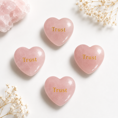 20mm Rose Quartz Engraved Crystal Hearts