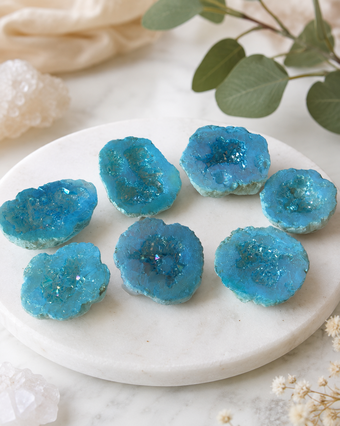 Blue Aura Geode Halves