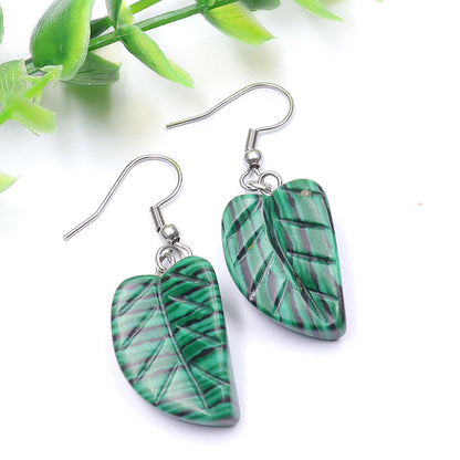 Crystal Leaf Earrings - Stainless Steel