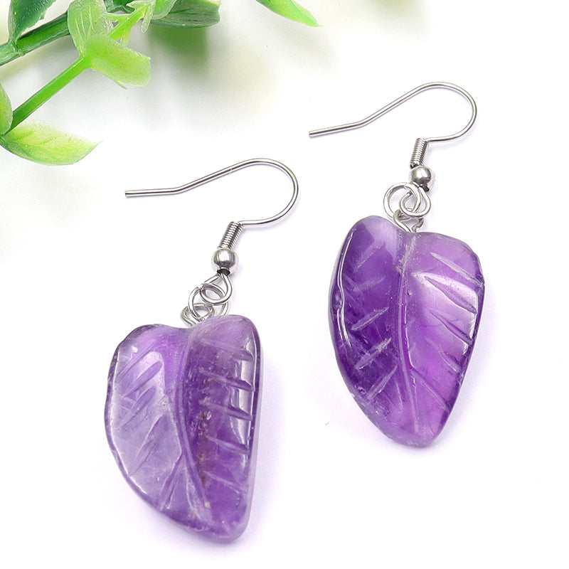 Crystal Leaf Earrings - Stainless Steel