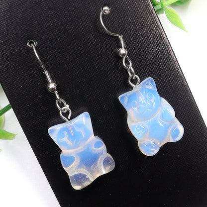 Crystal Bear Earrings - Stainless Steel