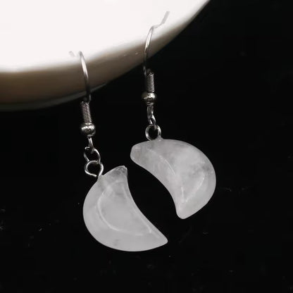 Foxy Crystal Crescent Moon Earrings - Stainless Steel