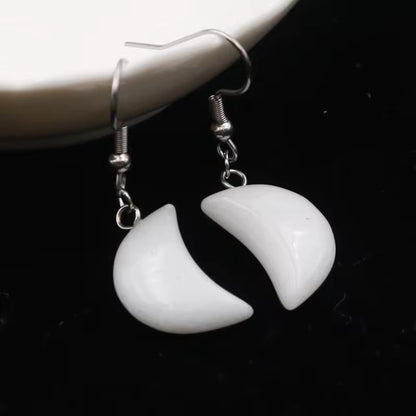 Foxy Crystal Crescent Moon Earrings - Stainless Steel