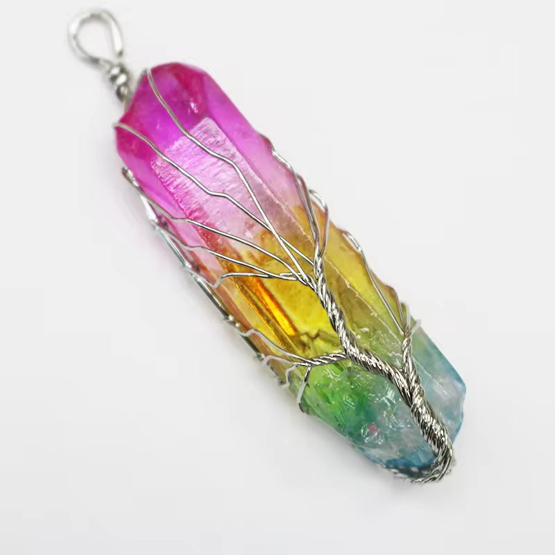 Foxy Wire Wrapped Aura Pendant Necklaces