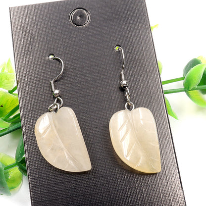 Crystal Leaf Earrings - Stainless Steel