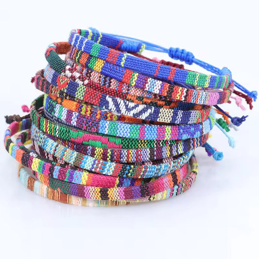 Colorful Woven Bracelet with Adjustable Cord