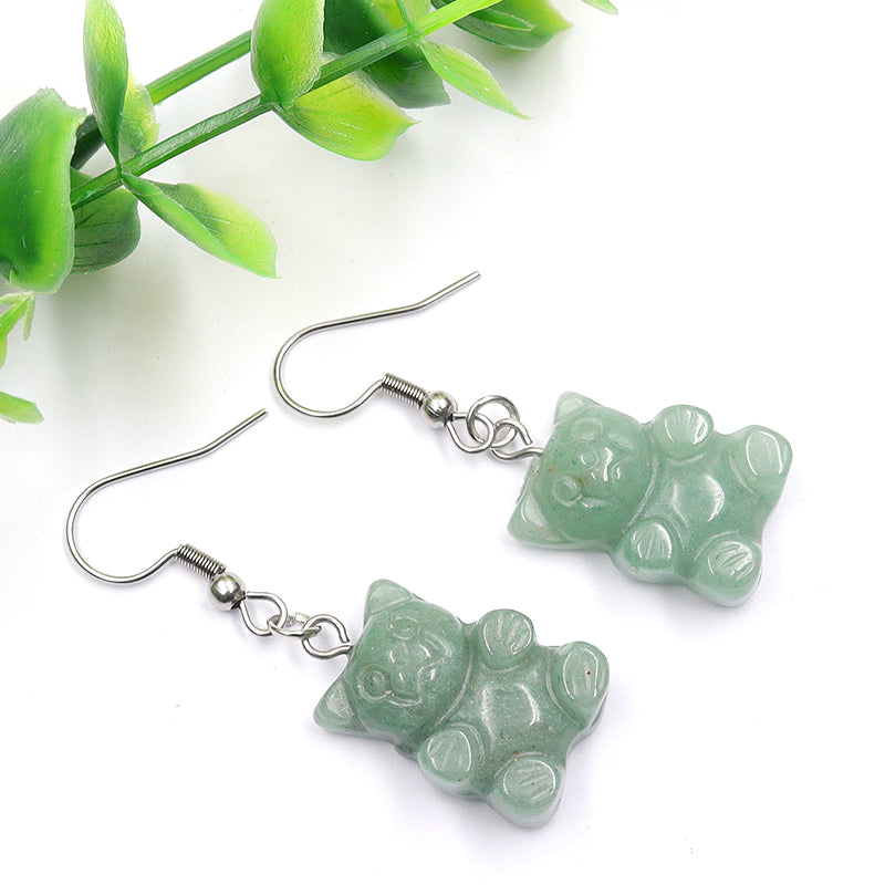 Crystal Bear Earrings - Stainless Steel