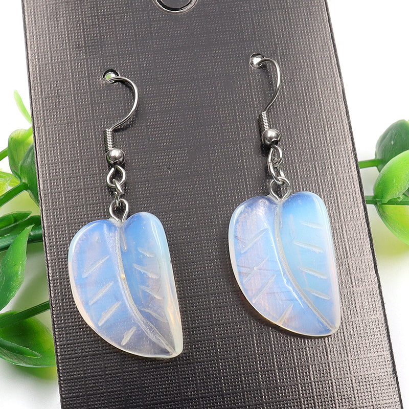 Crystal Leaf Earrings - Stainless Steel