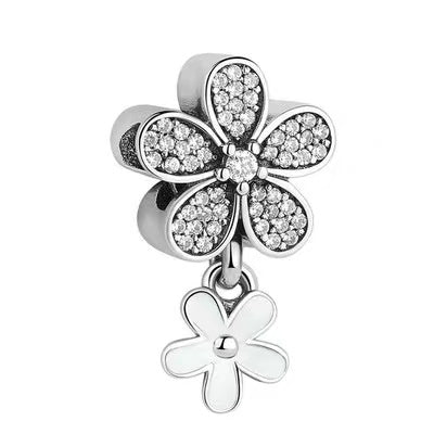 Diamante Double Flower Charm