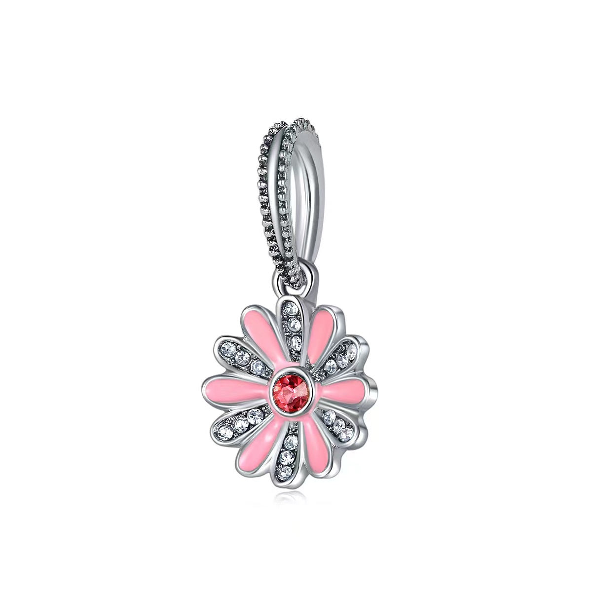 Pink Diamante Flower Charm