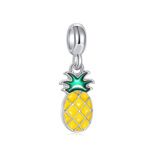 Enamel Pineapple Silver Charm