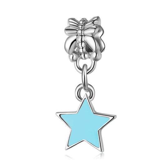 Blue Enamel and Silver Star Charm
