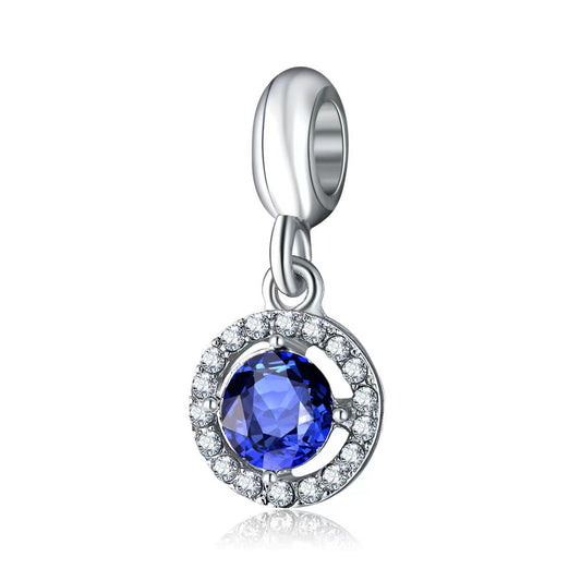 Dangly Blue Zircon  Silver Charm