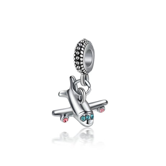 Dangly Airplane  Silver Charm