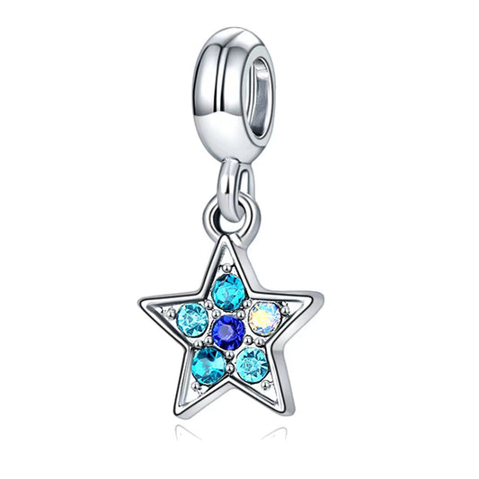 Blue Diamante Silver Star Charm