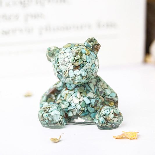 Amazonite Crystal Chip Resin Teddy Bear - Dylan's Den Crystal Shop